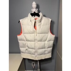 NEW YORK CLASSICS Womens Puffer Vest Jacket Coral Orange Lined Zip Up Size XL